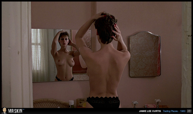 Jamie Lee Curtis topless in the mirror