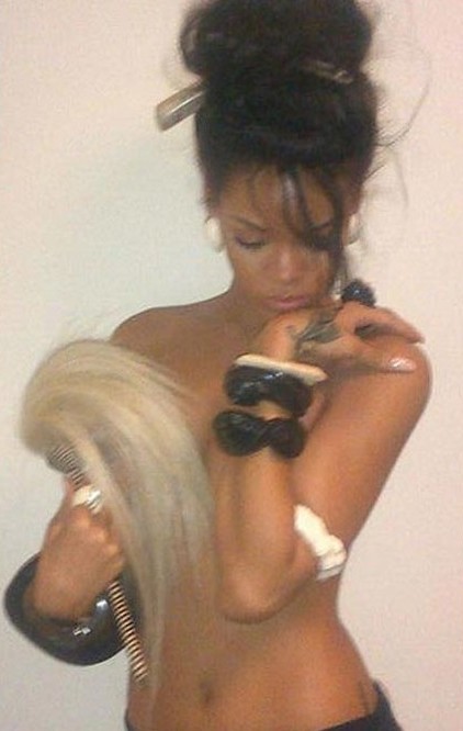 Rihanna topless tickling photo