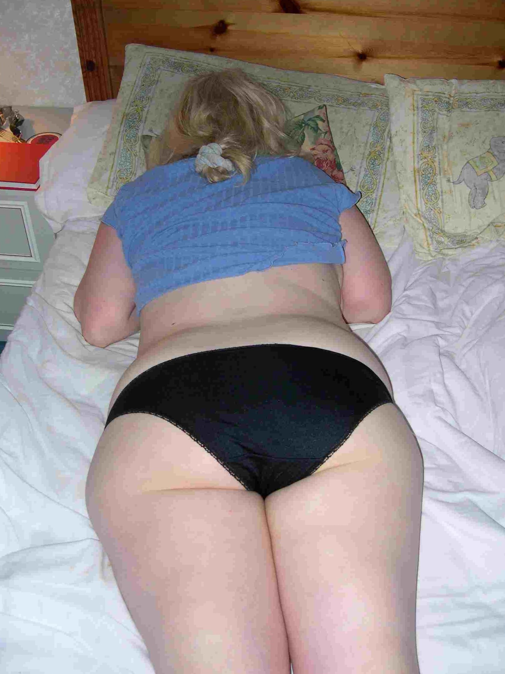 sexy round ass in black panties - cum over my sluts ass and use her